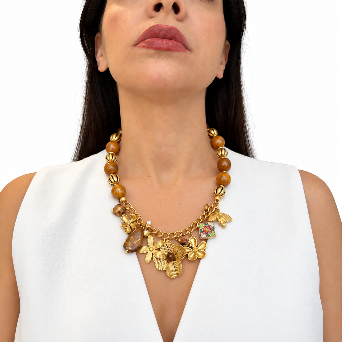 Collar resina y flores