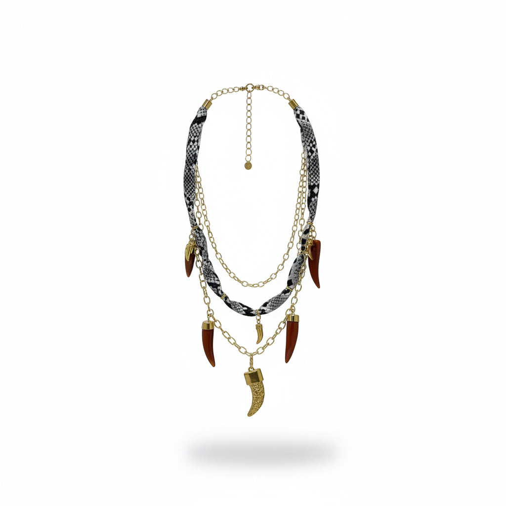 Collar cadena animal print y dijes