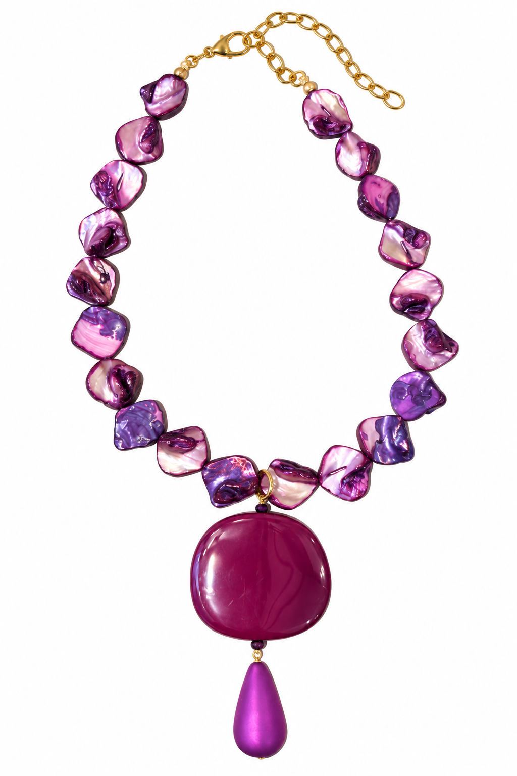Collar violeta nacar y resina
