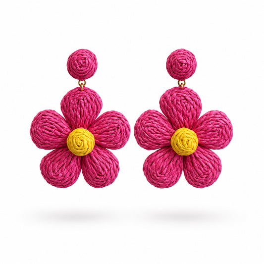 Aros flor de rafia