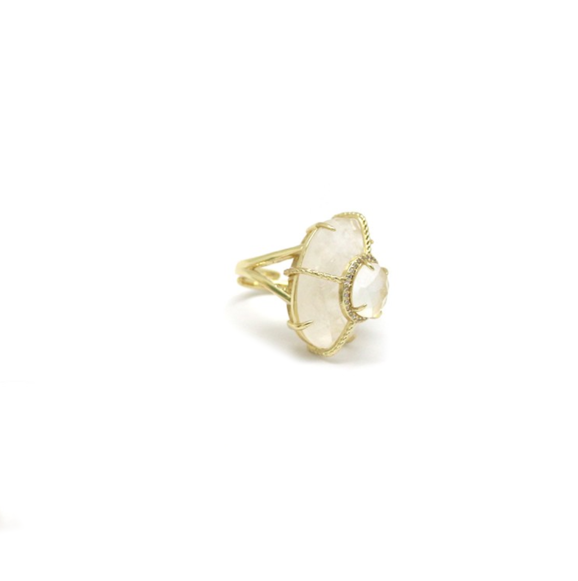 Anillo cuarzo blanco y zirconia