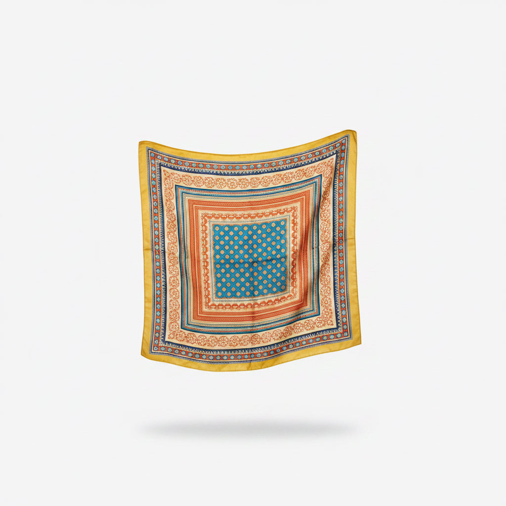 Pañuelo mostaza y azul