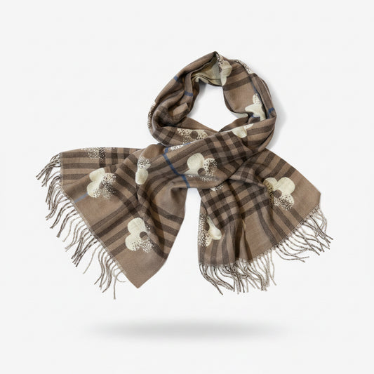 Pashmina flores color beige