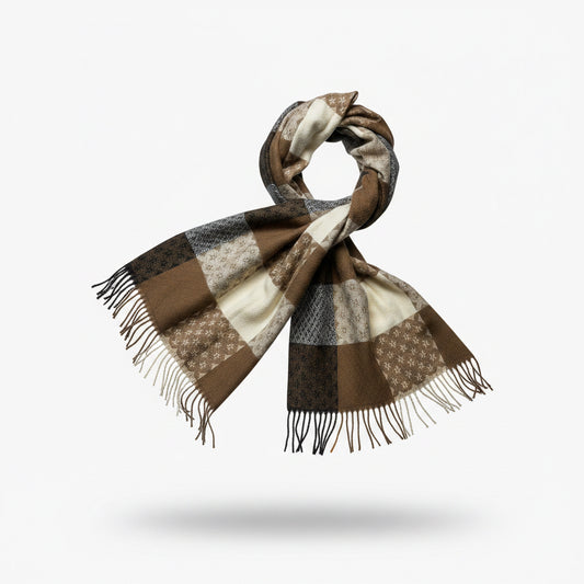 Pashmina marron beige y azul