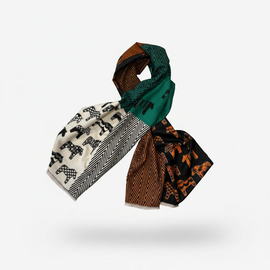 Pashmina caballos verde