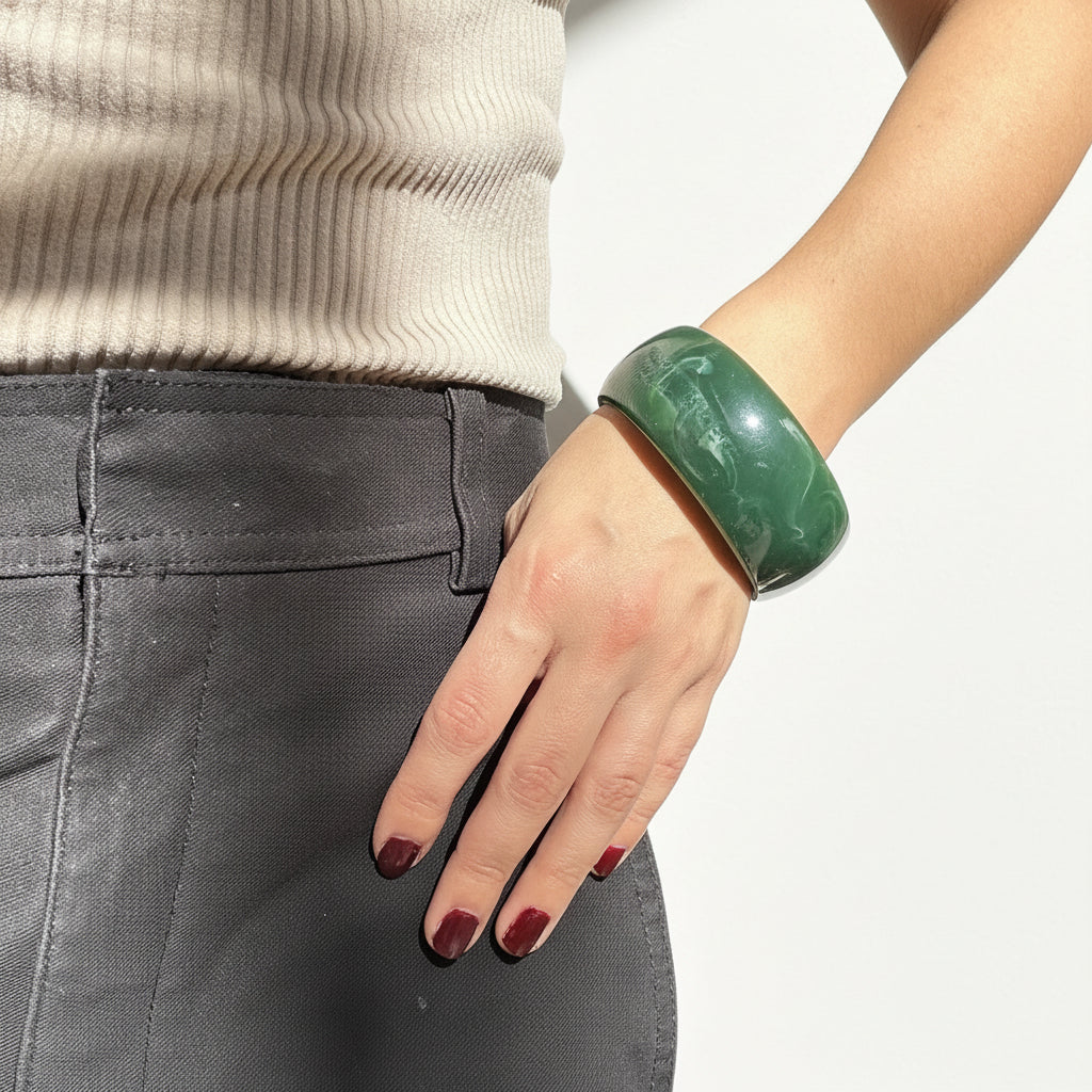 Pulsera de resina marmolada ancha