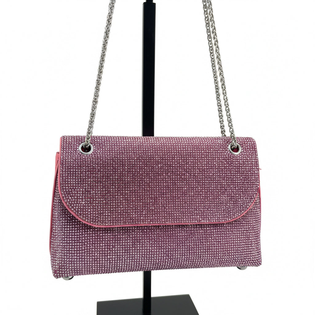 Cartera  rosa de cristal